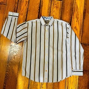 THOMAS DEAN BOYS STRIPED SHIRT : PATTERN ON INNER COLLAR & CUFFS SIZE XL(18/20)
